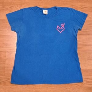 Browning Blue Tee with Pink Logo